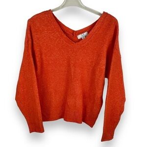 Magaschoni Sweater Women’s Orange V Neck‎ Soft Oversized Size S NWT